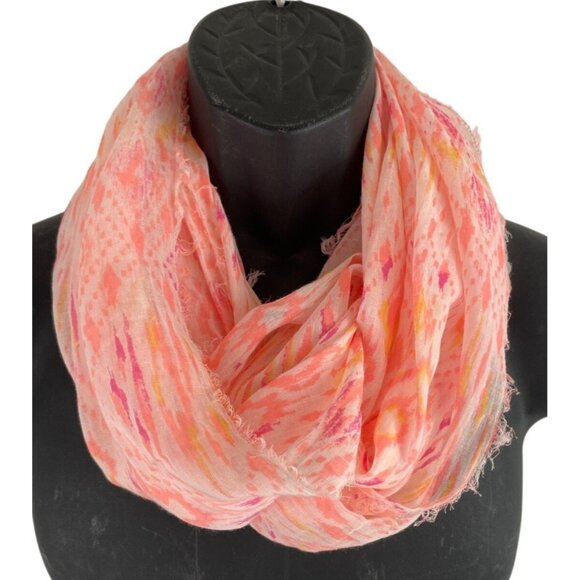 American Eagle Outfitters Pink & Orange Infinity Scarf Frayed Hem - Picture 1 of 4
